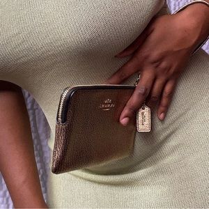 COACH Metallic Gold Coach Wristlet